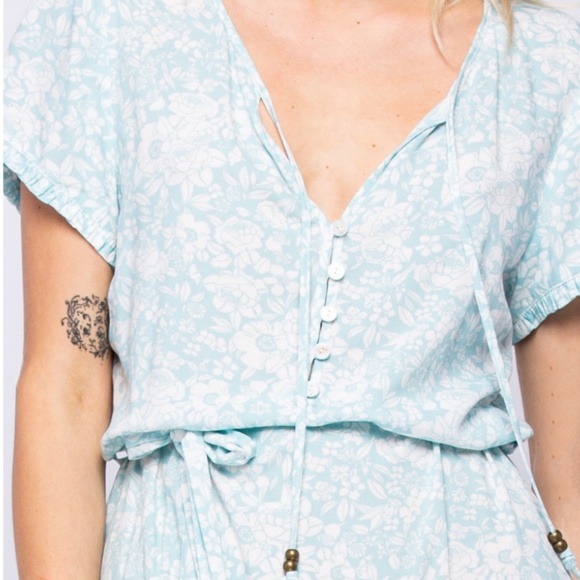 Blue Button Up Dress Self Tie Wrap - Picture 4 of 11